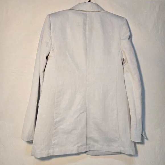BANANA REPUBLIC Office Sirencore Light Blue Linen Long & Lean Blazer Size 10. - Picture 2 of 16